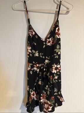 Charlotte Russe Black Floral Spaghetti Strap Romper